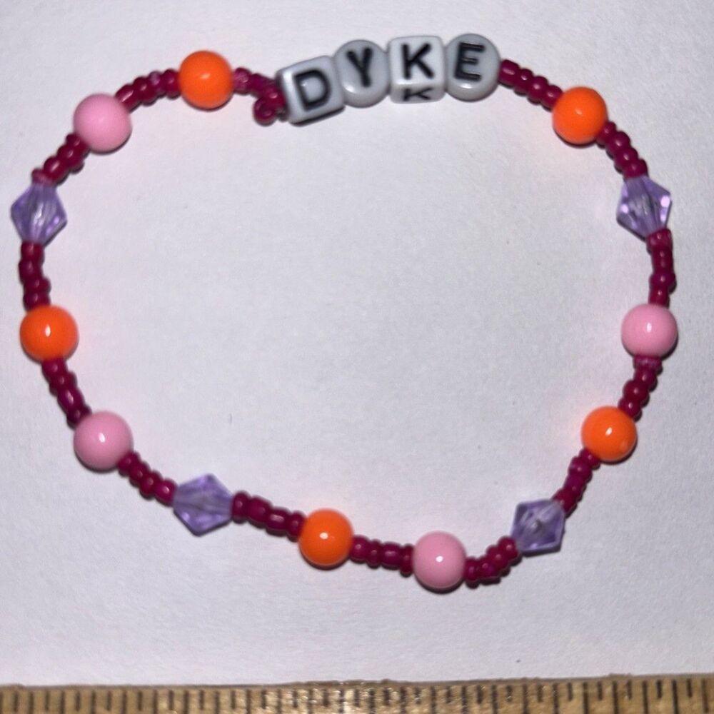 Handmade Orange Beaded Letter Charm Bracelet Stretch Elastic Stacking Novelty
